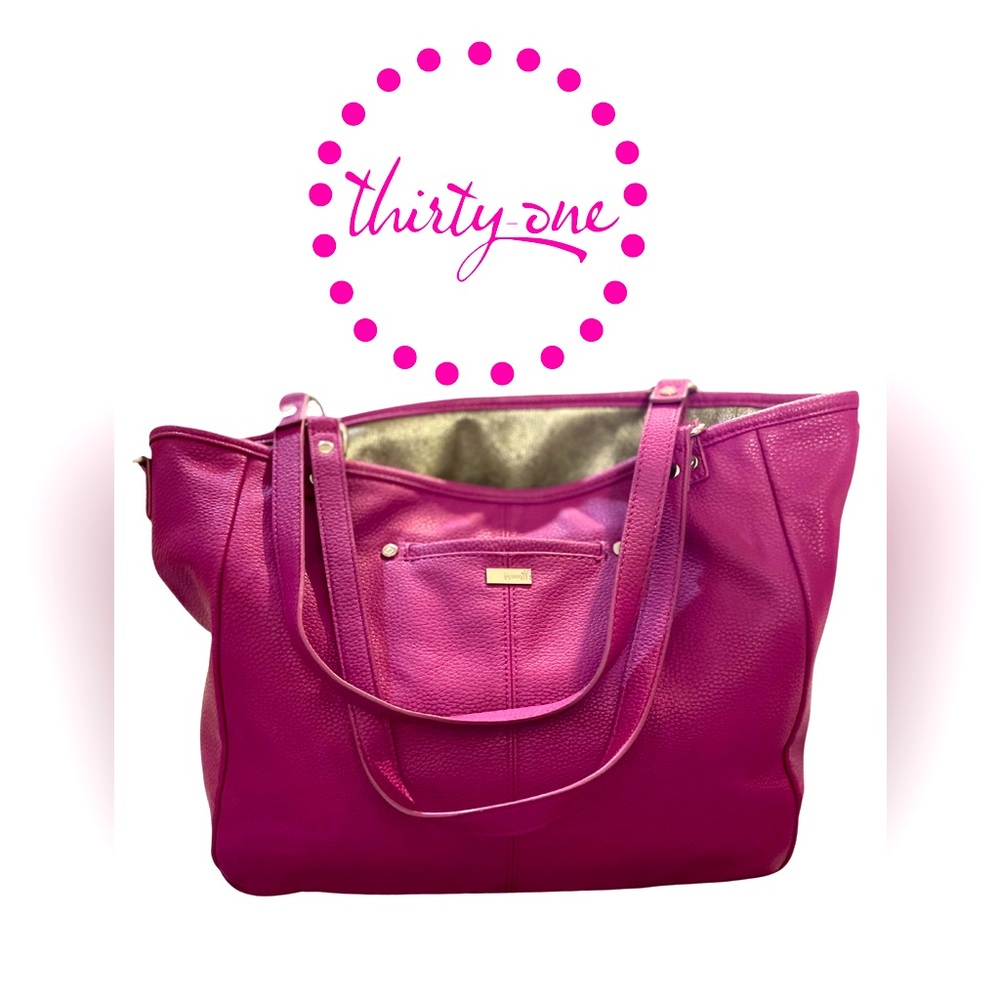 Jewell by Thirty-one Reversible Raspberry
Pink/Metallic Gold Tote Bag